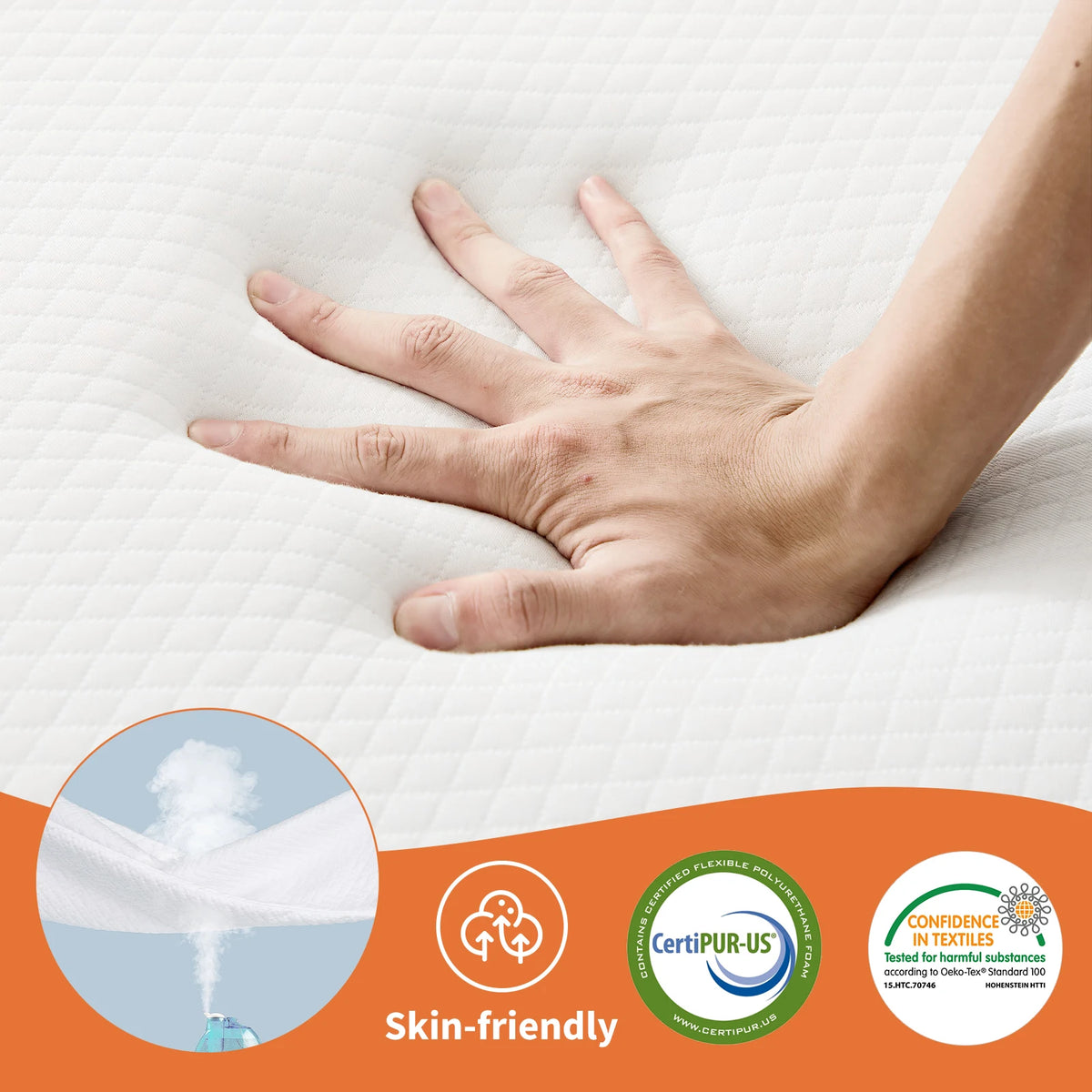 JHK Portable Tri Fold Memory Foam Mattress With Washable Cover