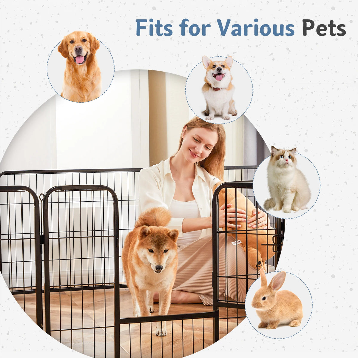 JHK Metal Folding Dog Playpen Portable Pet Exercise Fence