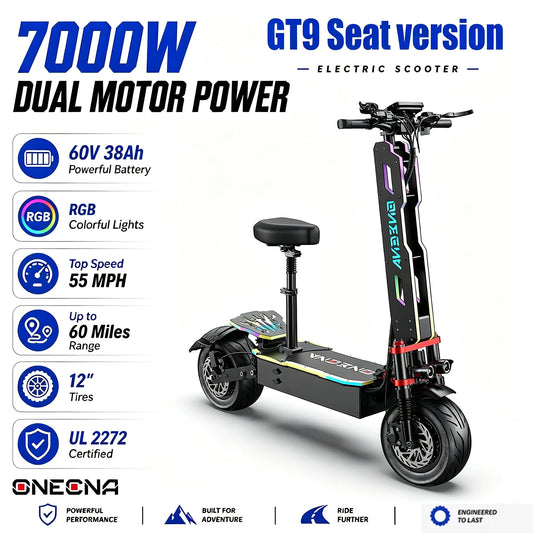 FENGQS GT9 Electric Scooter With Seat Dual Motor Foldable Commuter