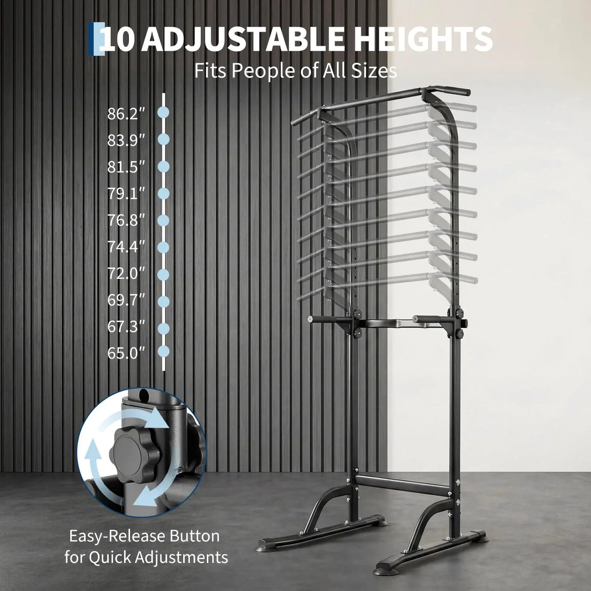 HiMISS Adjustable Multi Function Power Tower Dip Station Gym