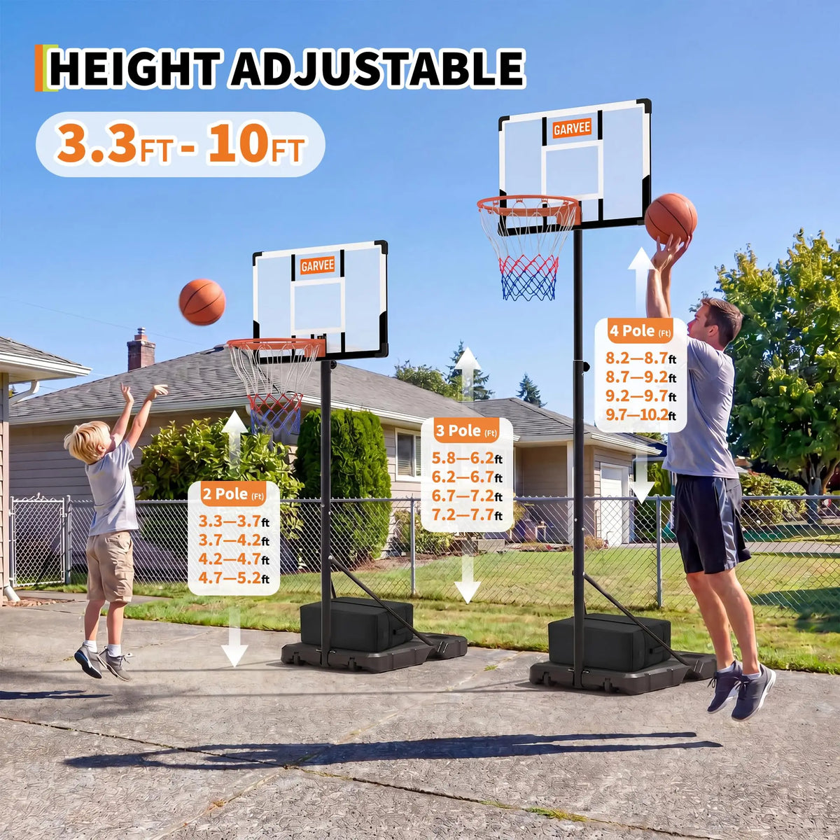 HiMISS Portable Adjustable Basketball Hoop With Backboard Net