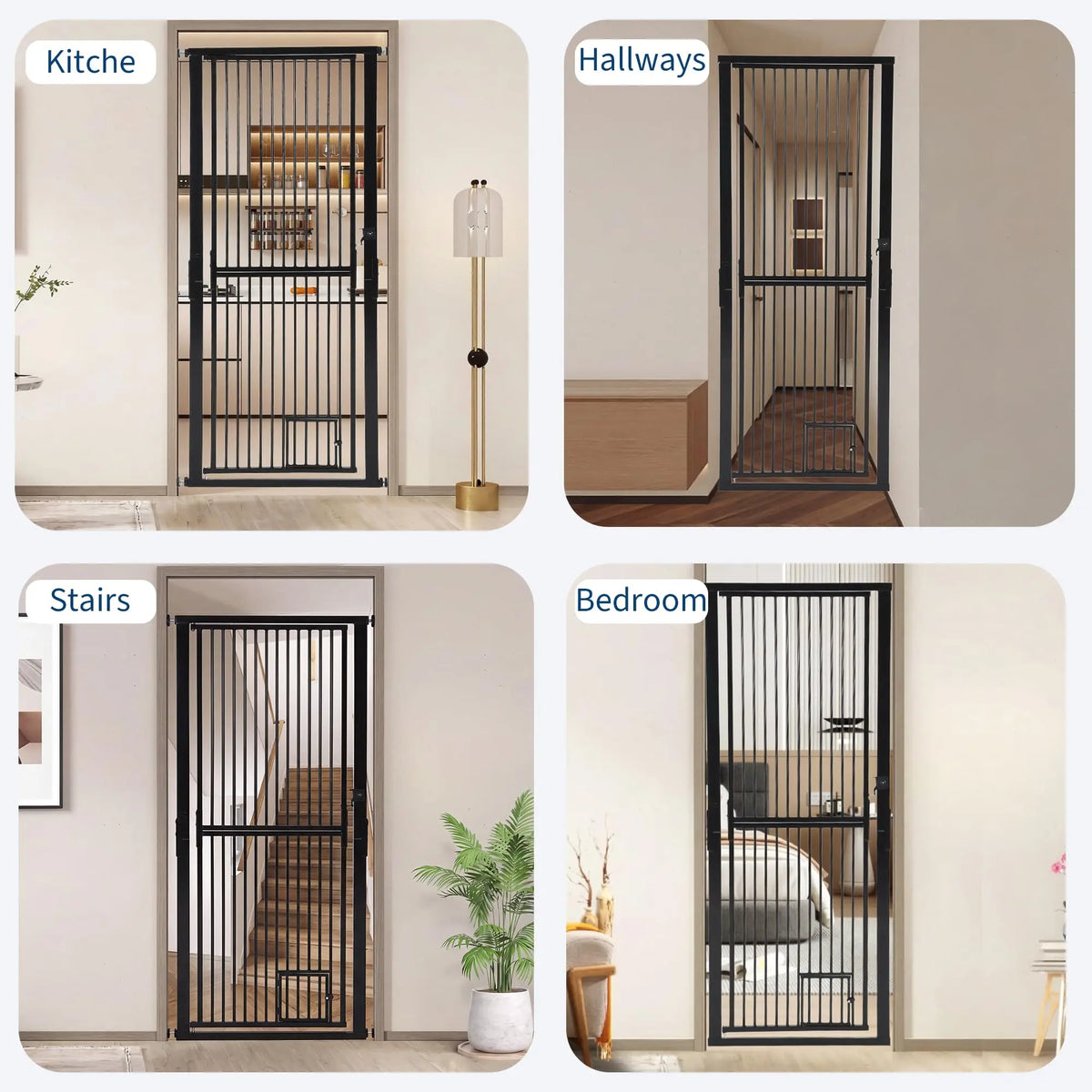 HiMiss Secure Extra Tall Adjustable Cat Gate With Door