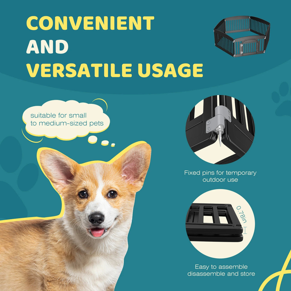 JHK Plastic Dog Playpen For Secure Indoor Outdoor Pet Containment