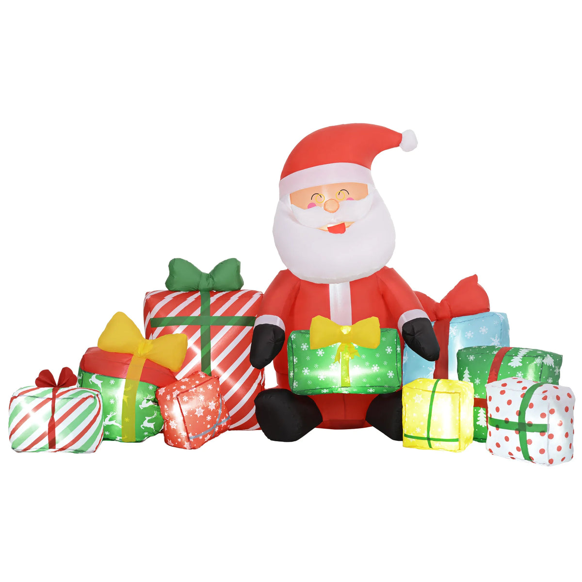 Outdoor Christmas Inflatable Santa Gift Boxes Led Light Decoration