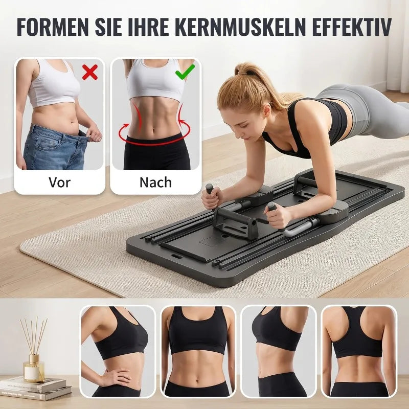 Foldable Pilates Board With Resistance Handles And Balance Training