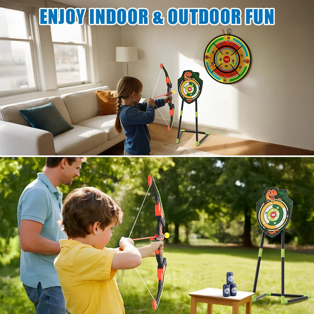 29" Large Dart Board,2 Pcs Bow and Arrow for Kids LED Light Up Archery Set With 24 Suction Cup Arrows, Indoor Outdoor Sport Toys Gifts for Boys Girls Ages 3-12 Birthday Halloween Christmas Gift
