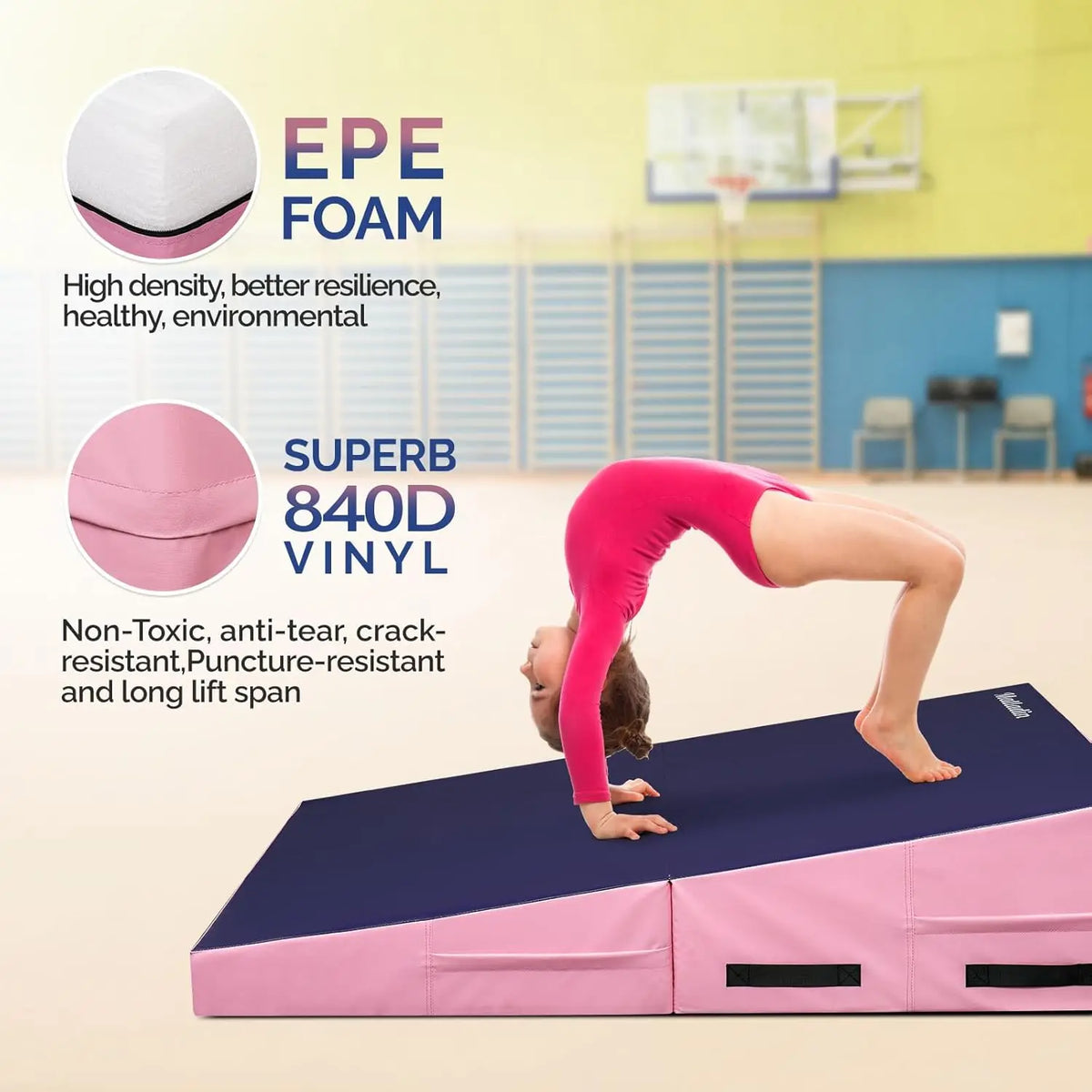 Matladin Folding Gymnastics Cheese Wedge Tumbling Mat For Kids