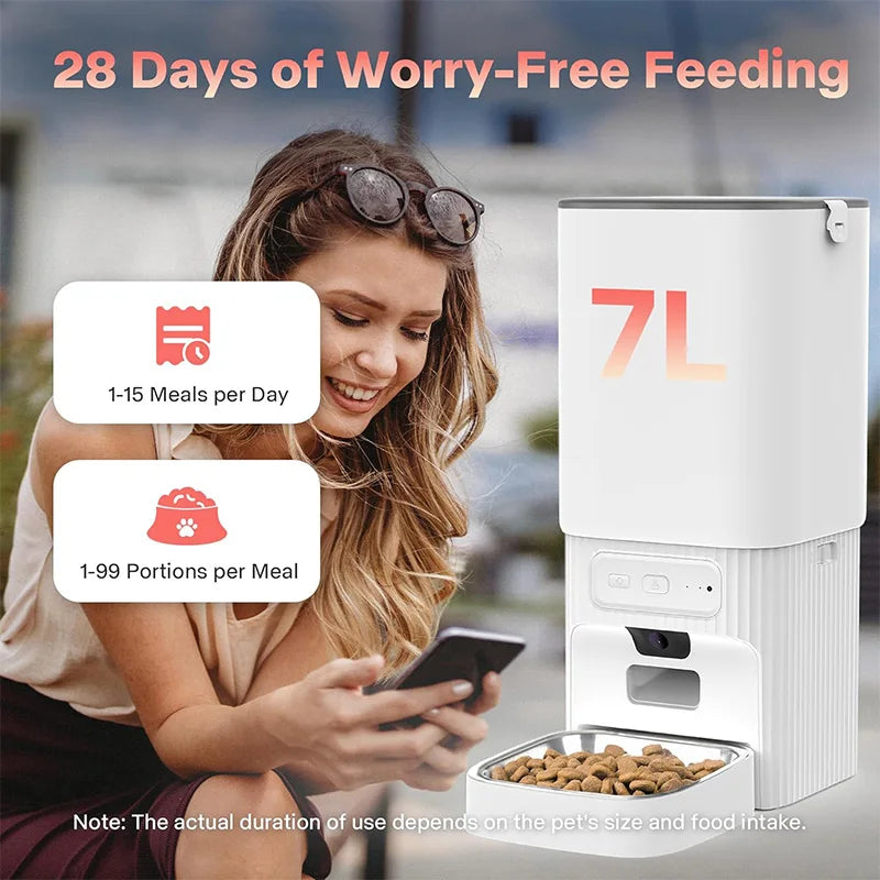 Nityers WiFi Smart Pet Feeder With Camera And Dual Bowls
