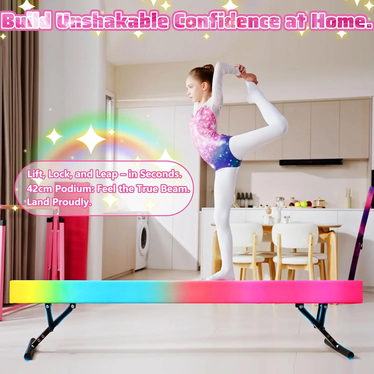 Ytyin Adjustable Kids Gymnastics Floor Balance Beam Training Equipment