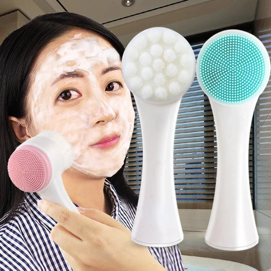 Silicone Double Sided Facial Brush For Exfoliation And Cleansing
