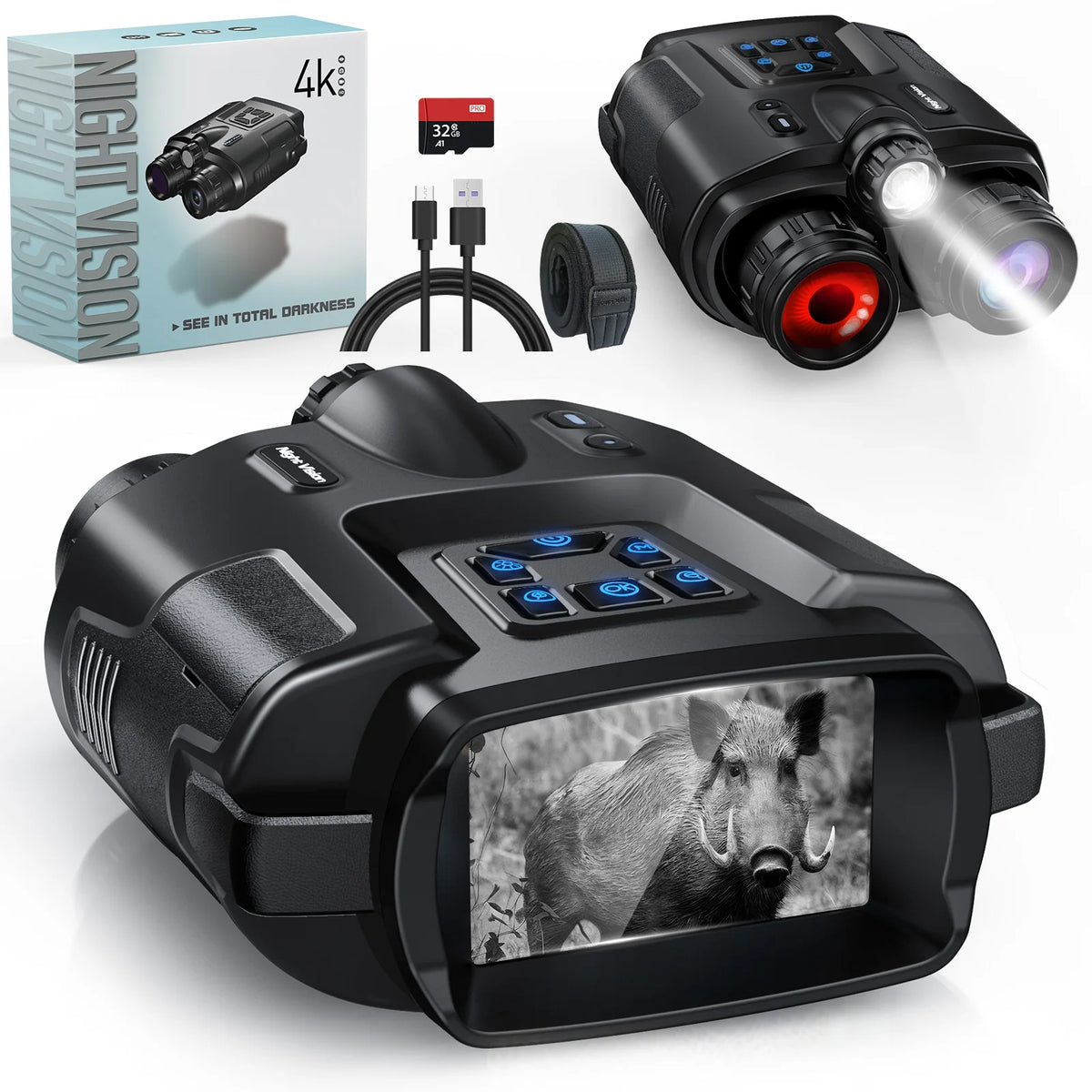 DIYIMIN 4K Infrared Night Vision Binoculars With 8X Digital Zoom