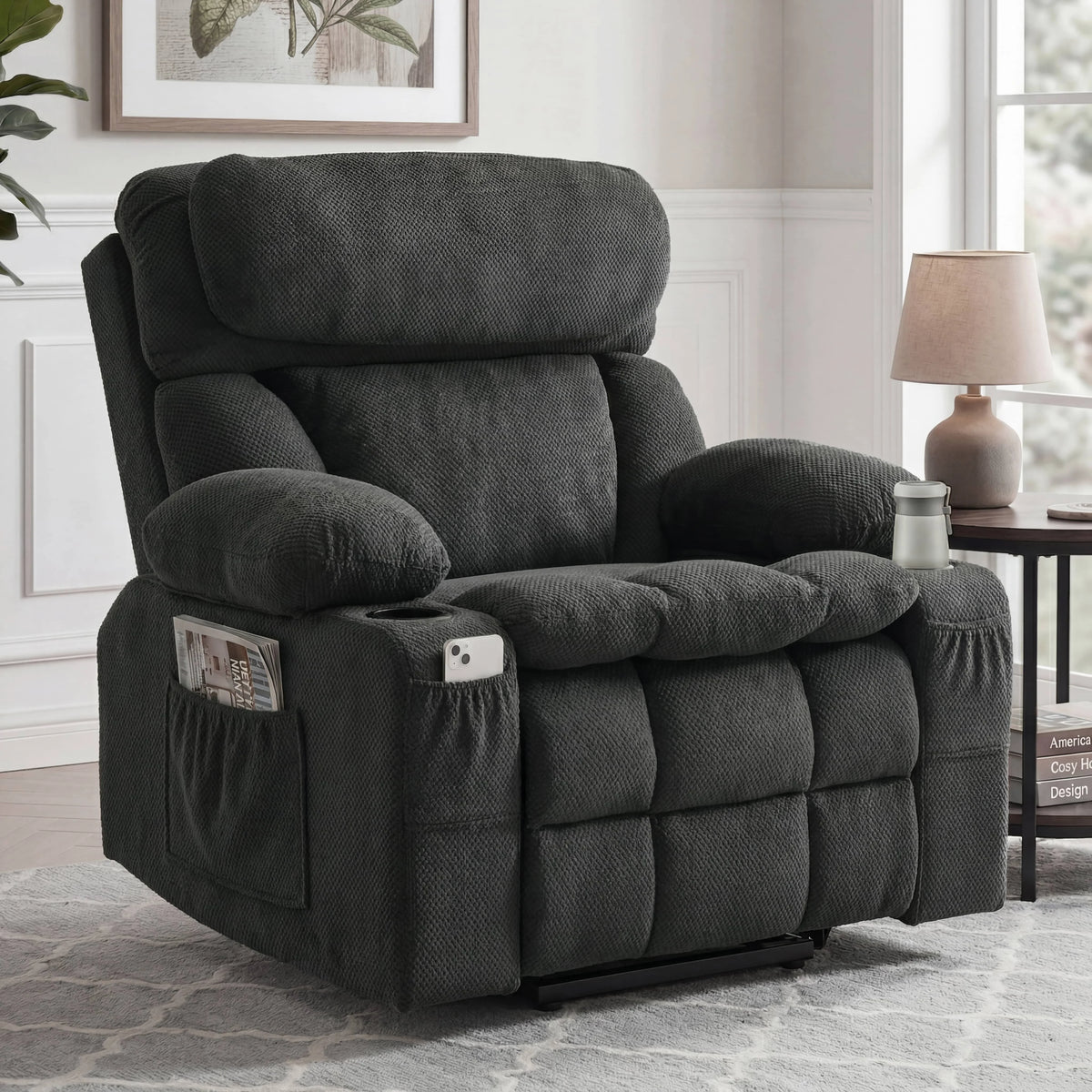 Redlife Oversized Dual Motor Power Lift Recliner for Elderly | Zero Gravity 25.6" Wide Seat, Massage ＆ Heat, Adjustable Headrest & Hidden Storage, Leathaire