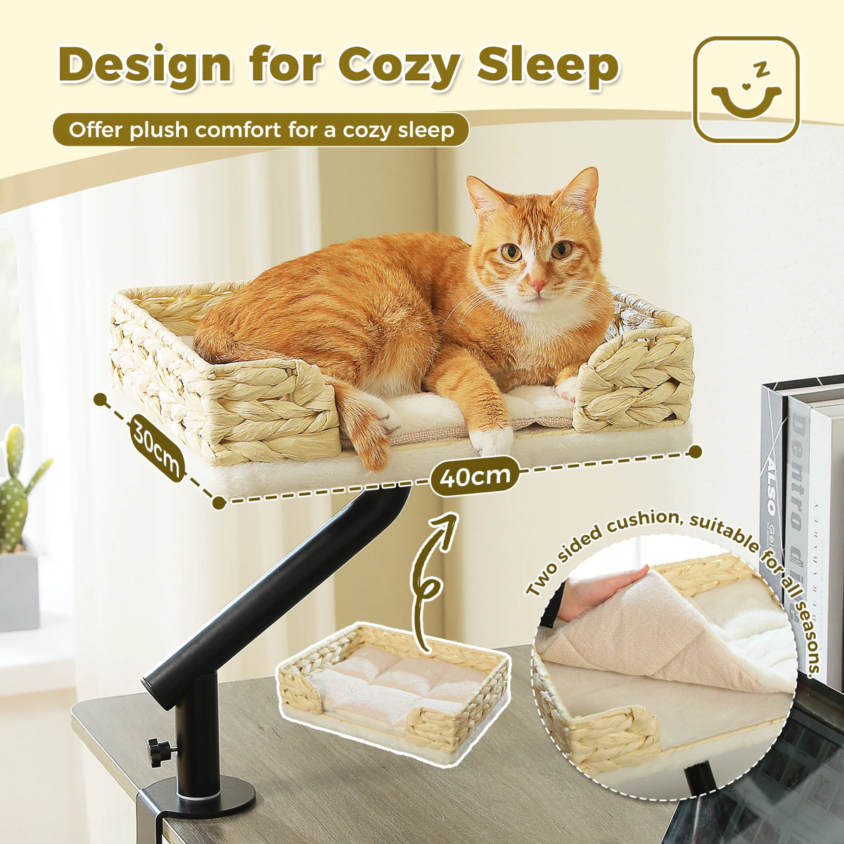 PAWZ Road Cat Desk Bed Adjustable Rotatable Plush Hammock