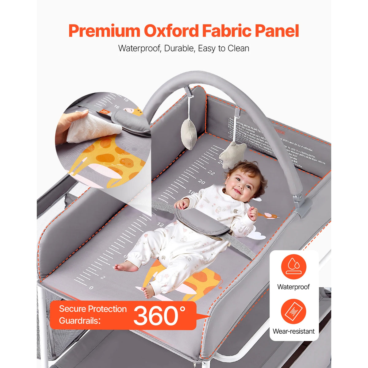 Succebuy Foldable Baby Changing Table With Adjustable Height Storage Drawers