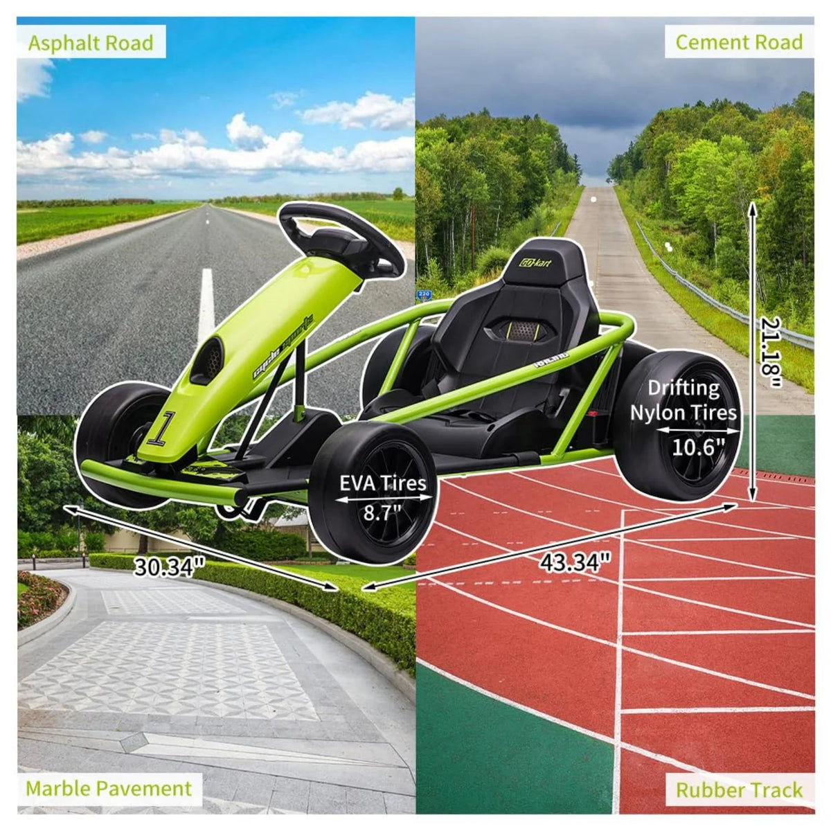 HiMiss 24V Electric Ride On Go Kart Kids Racing Toy
