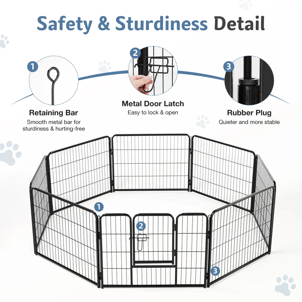 JHK Metal Folding Dog Playpen Portable Pet Exercise Fence