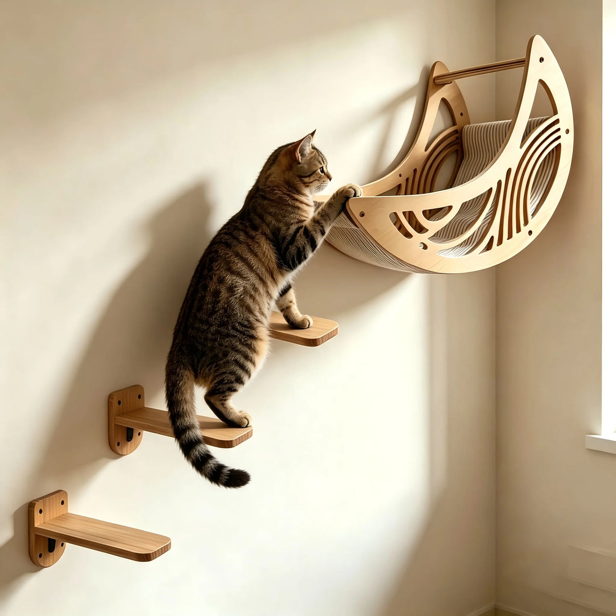 CWV Wall Mounted Cat Shelves Set Moon Hammock Star Perches