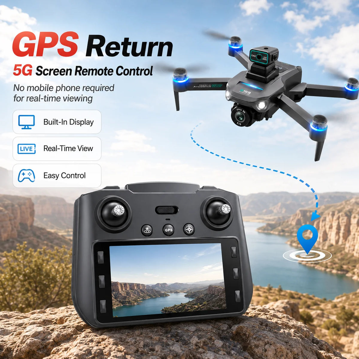 ZNLYRION S159 GPS Drone With 8K Camera 20 Minute Flight
