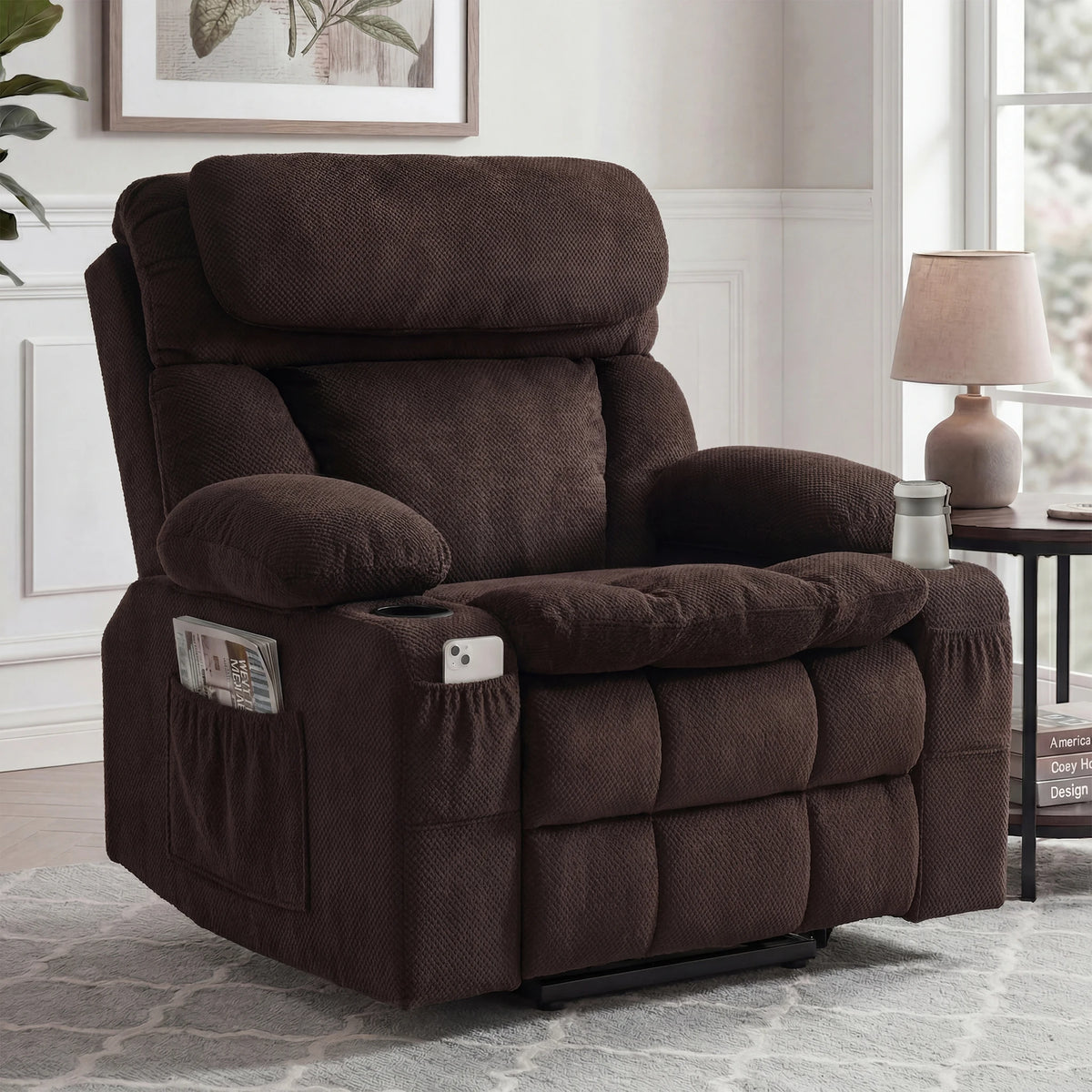Redlife Oversized Dual Motor Power Lift Recliner for Elderly | Zero Gravity 25.6" Wide Seat, Massage ＆ Heat, Adjustable Headrest & Hidden Storage, Leathaire