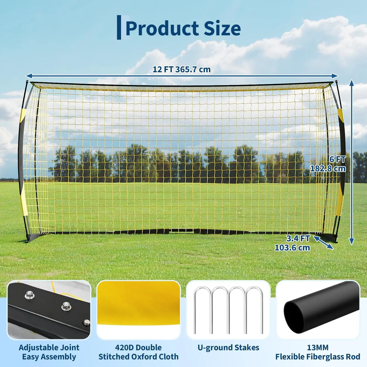 HiMISS Heavy Duty Foldable Soccer Goal For Backyard Training
