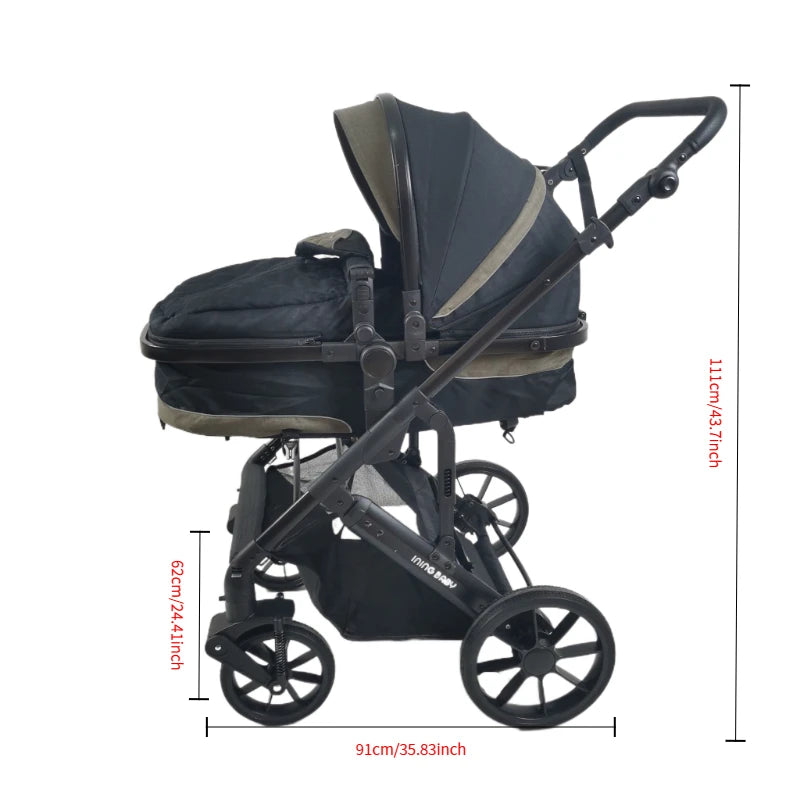 Foldable Baby Stroller With Reclining Seat And Shock Absorbent Wheels