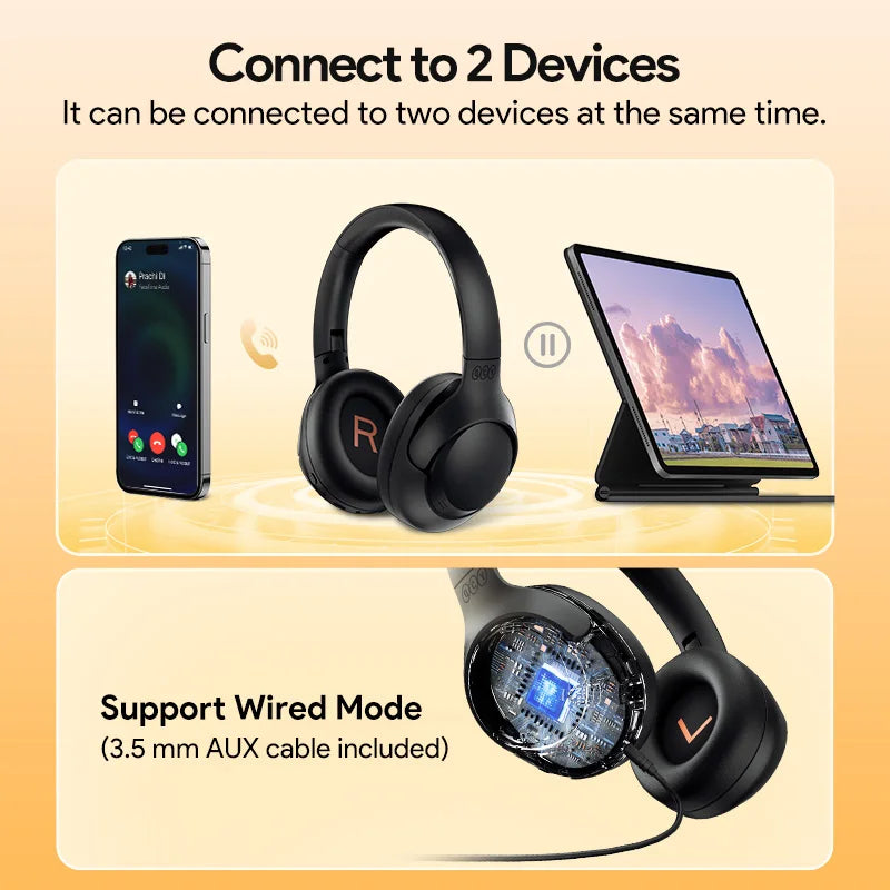 QCY H3 ANC Wireless Headphones With Hybrid Noise Cancellation