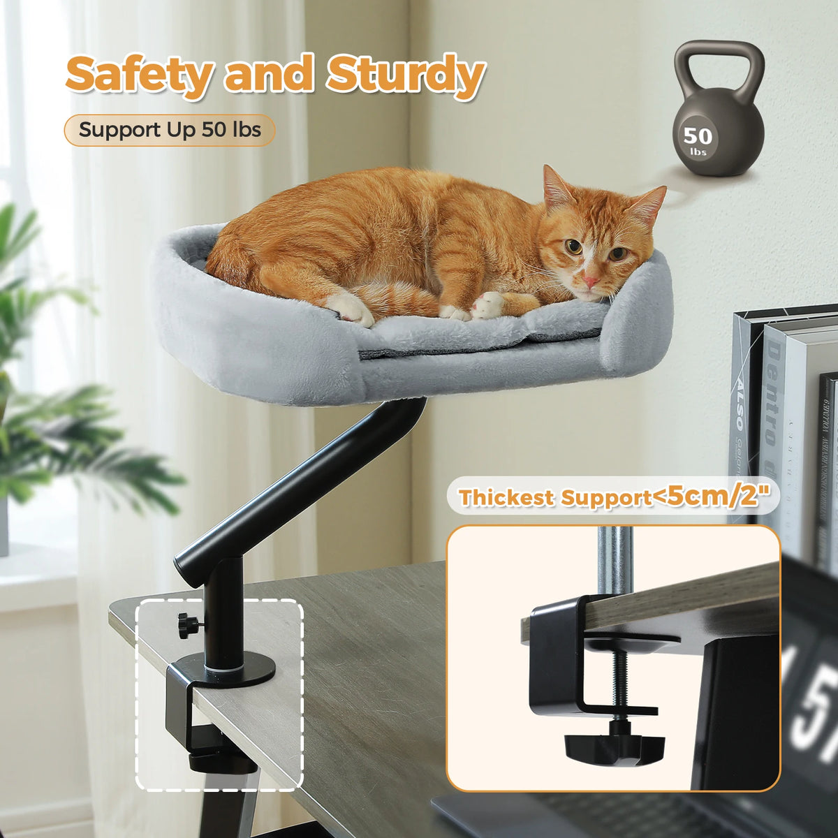 PAWZ Road Cat Desk Bed Adjustable Rotatable Plush Hammock