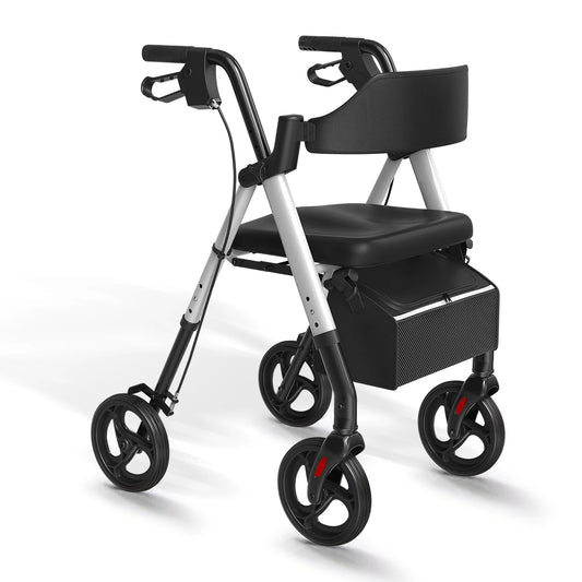 Foldable Aluminum Rollator Walker With Comfort Seat For Seniors
