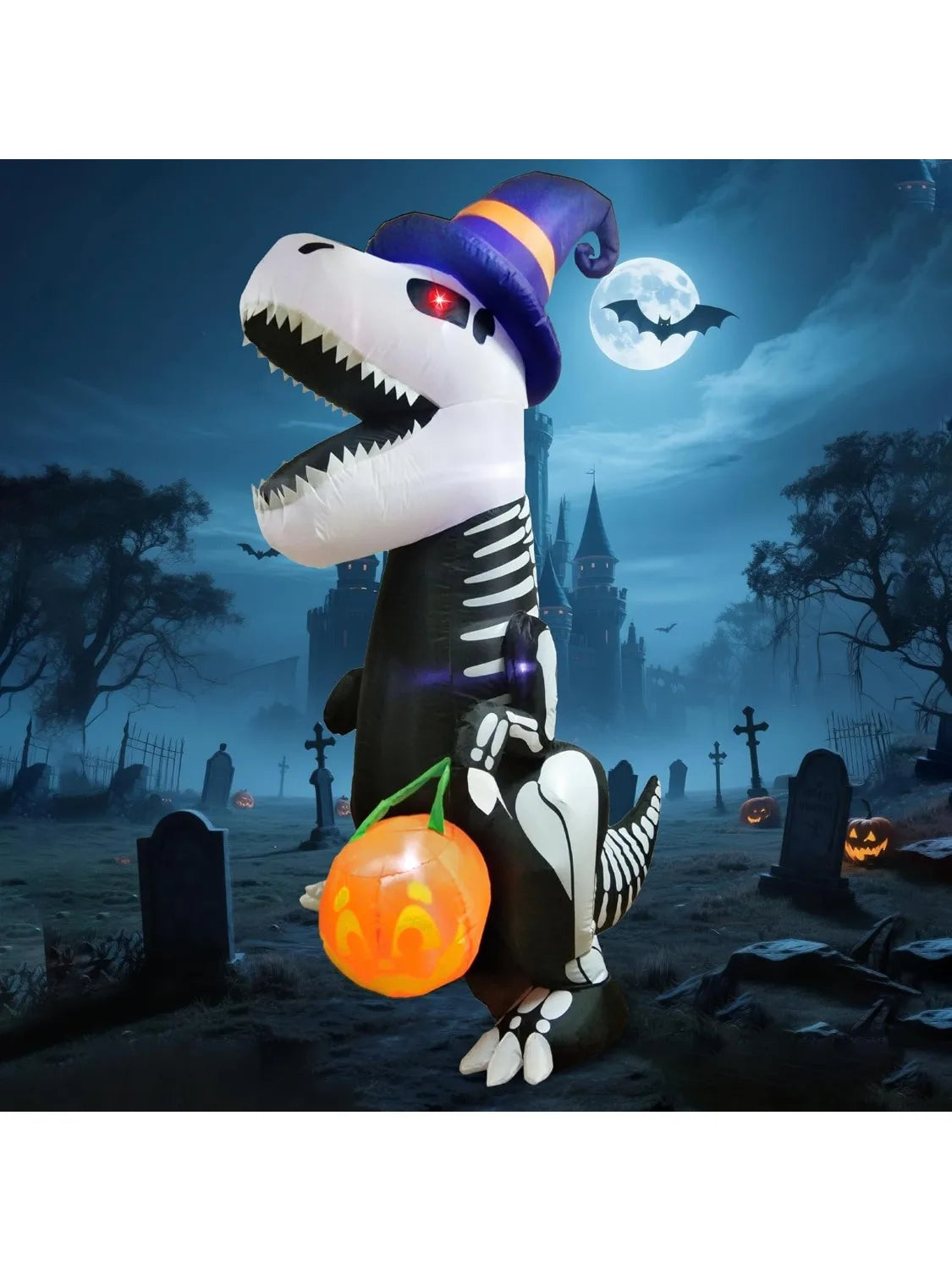 Joyfy Inflatable Skeleton Dinosaur Halloween Yard Decoration