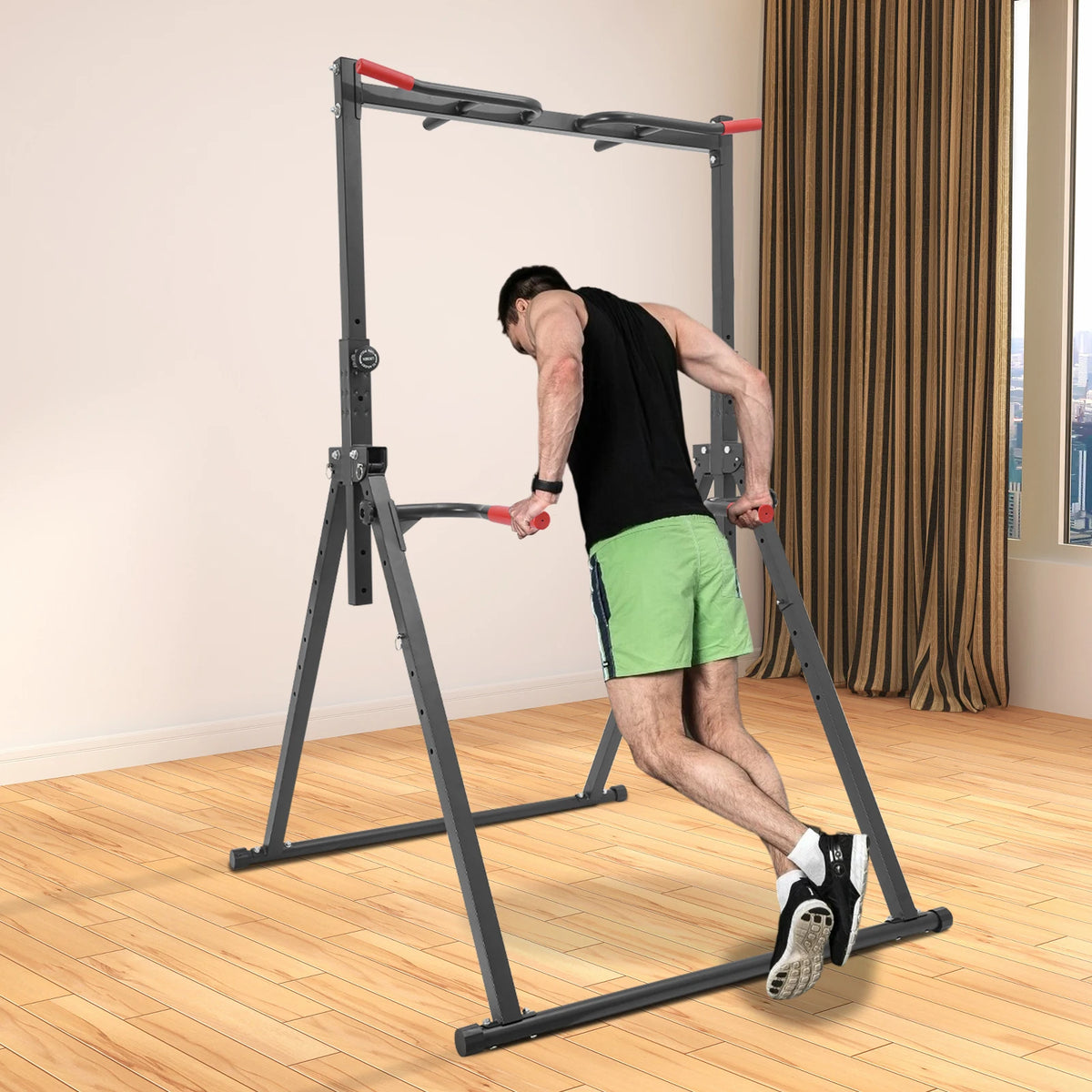 Adjustable Triangular Pull Up Bar With Dip Station For Home