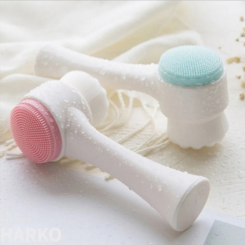 Silicone Double Sided Facial Brush For Exfoliation And Cleansing