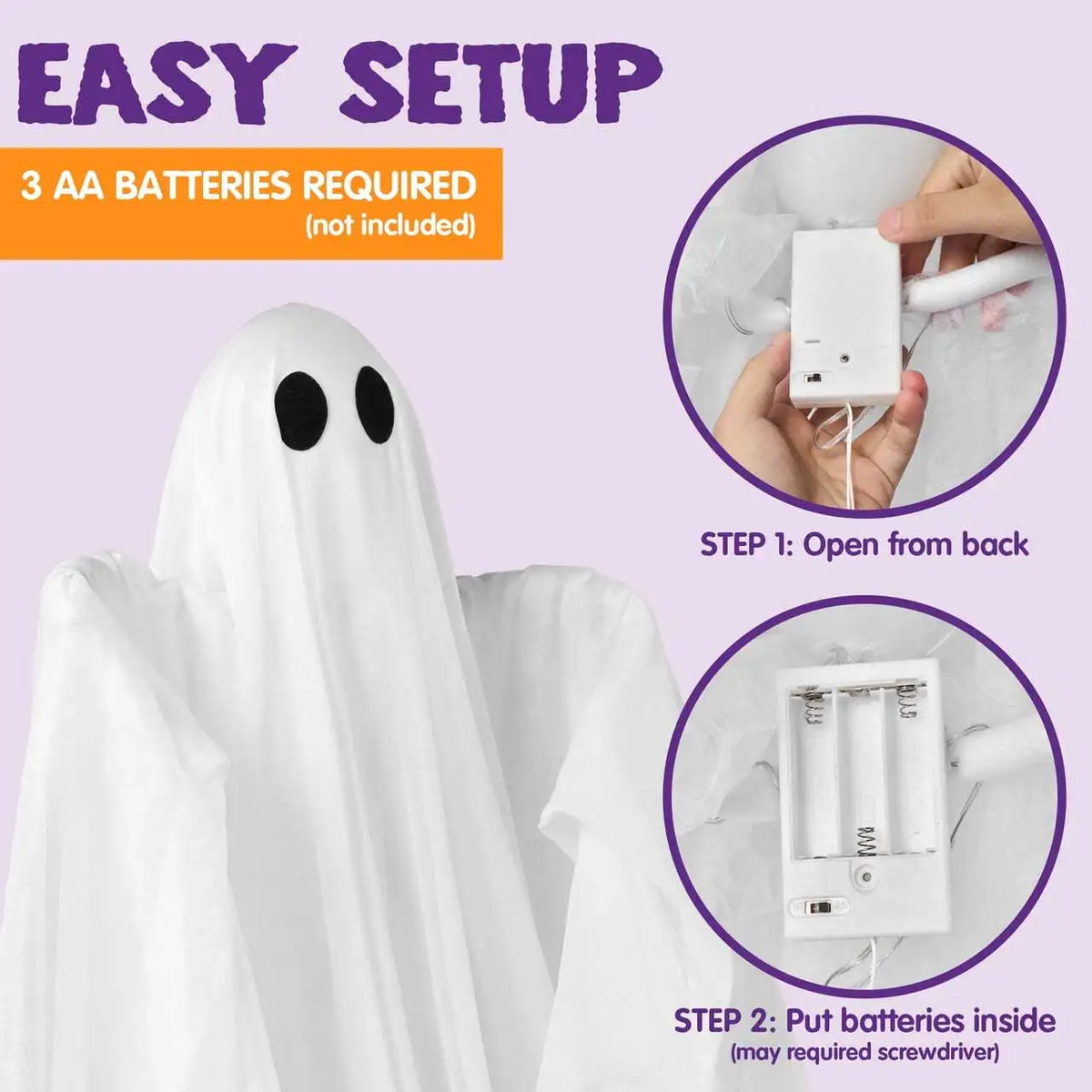 Halloween Outdoor Hanging Light Up Ghost Porch Decoration