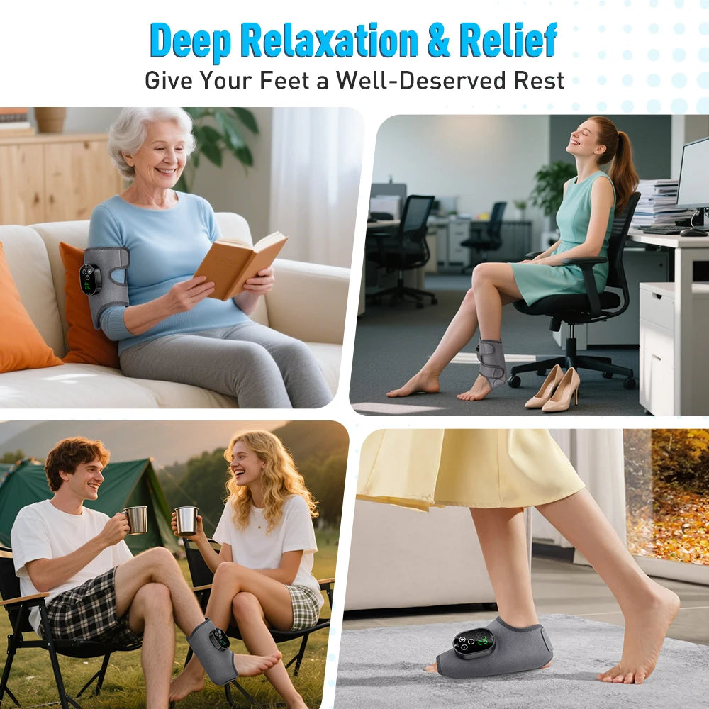 Hailicare Heated Ankle Massager Wrap With Rechargeable Dual Motor