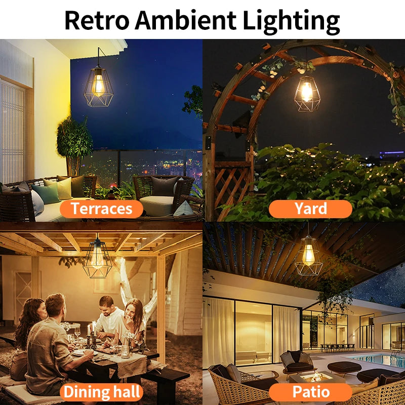 Intelamp Solar Pendant Lights Indoor Outdoor Waterproof Battery Powered