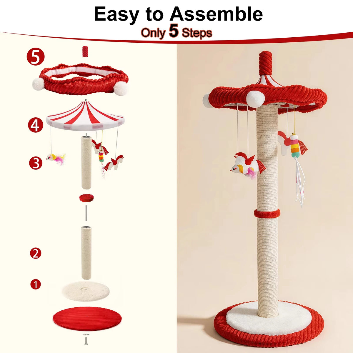 CWV Rotating Cat Scratching Post With Interactive Toys