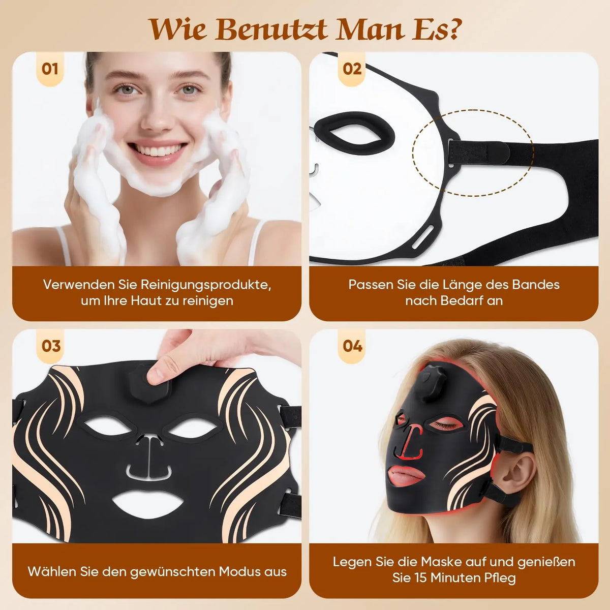 UBilli LED Silicone Face Mask Targeted Light Therapy Anti Aging