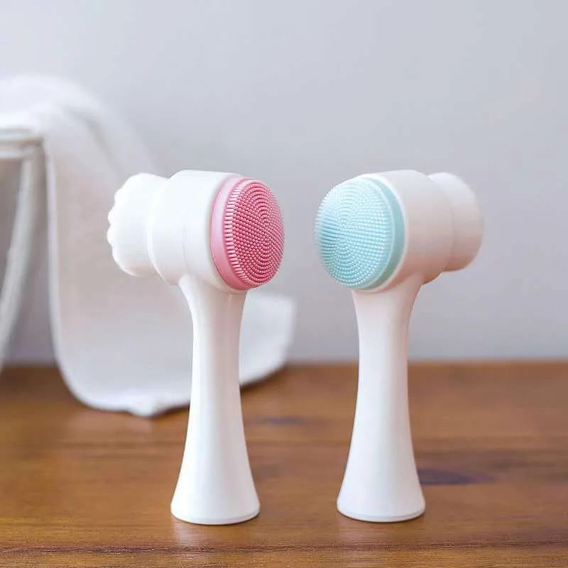 Silicone Double Sided Facial Brush For Exfoliation And Cleansing