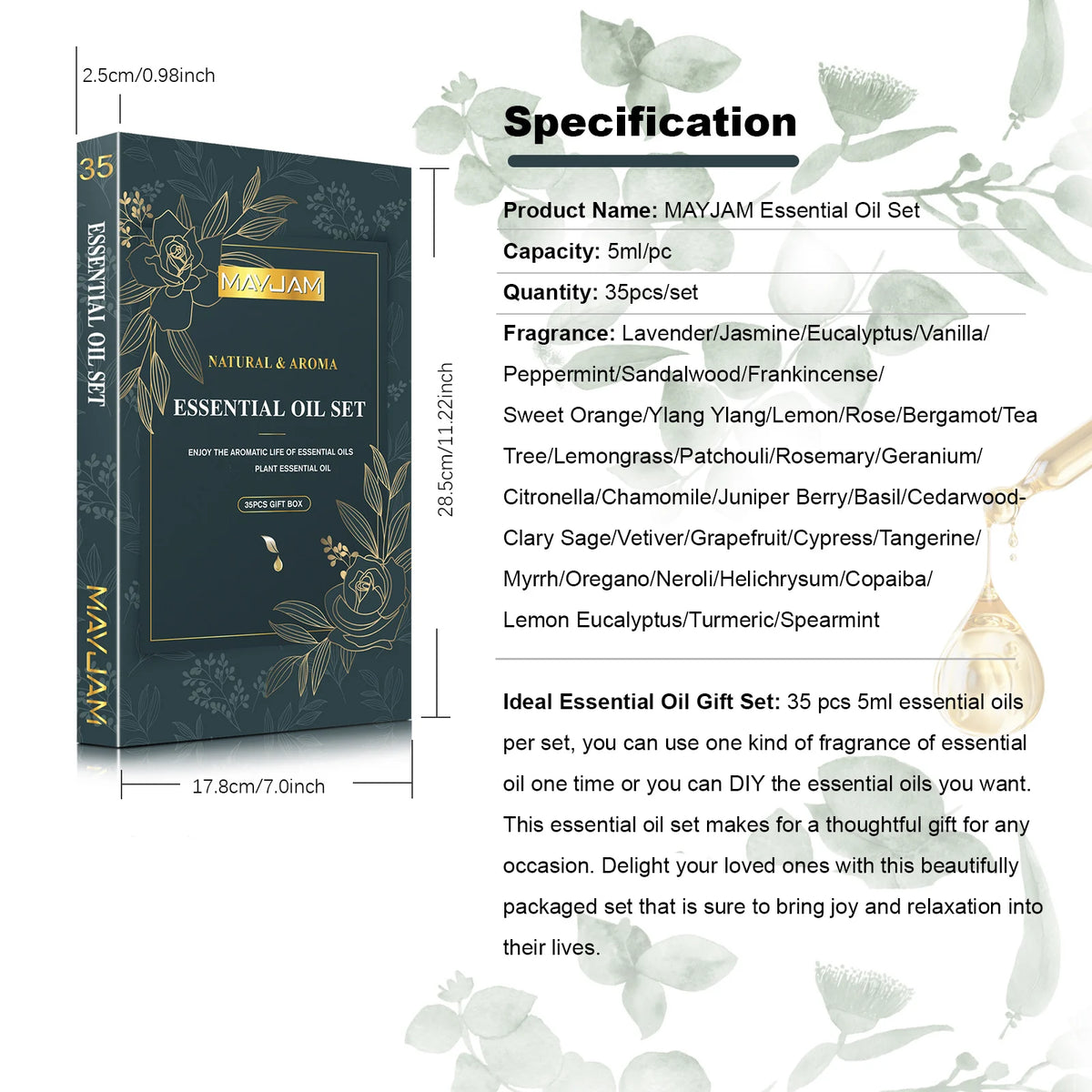 MAYJAM Assorted Essential Oils Aromatherapy Kit Gift Box Set