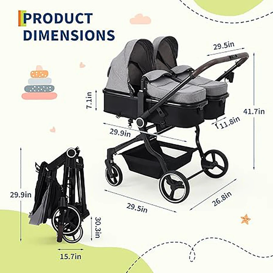 Lightweight Tandem Stroller With Compact Fold For Toddlers