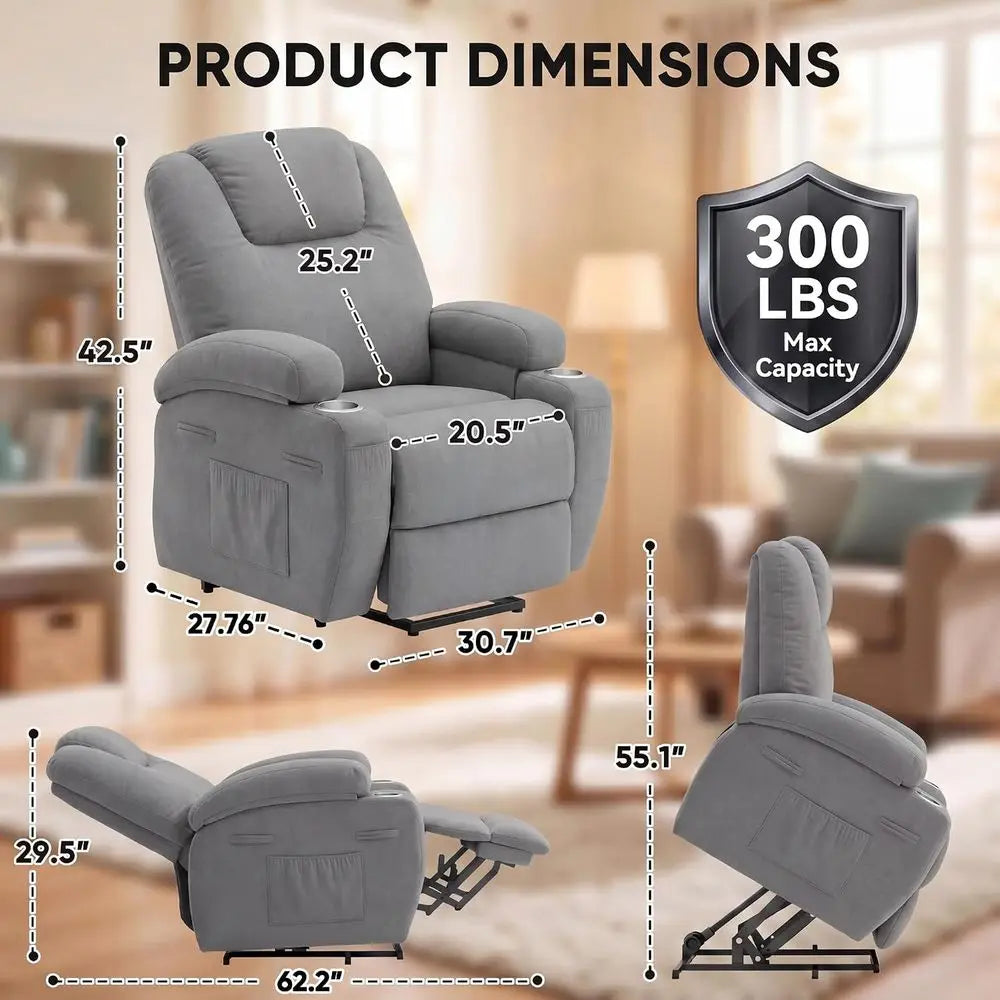 Power Lift Recliner Chair With Massage And Remote Control