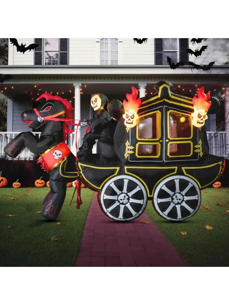 Joyfy Halloween Inflatable Carriage With Led Lights For Yard