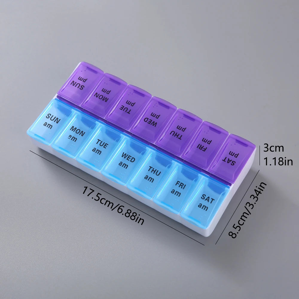 Weekly Travel Pill Organizer For Daily Medicine And Vitamin Storage
