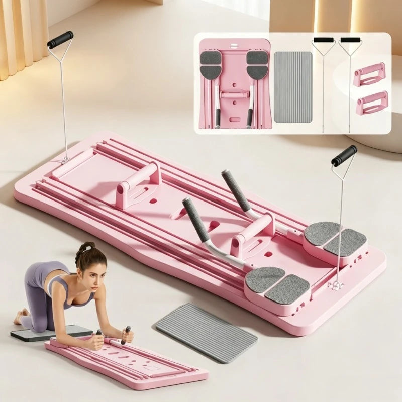 Foldable Pilates Board With Resistance Handles And Balance Training
