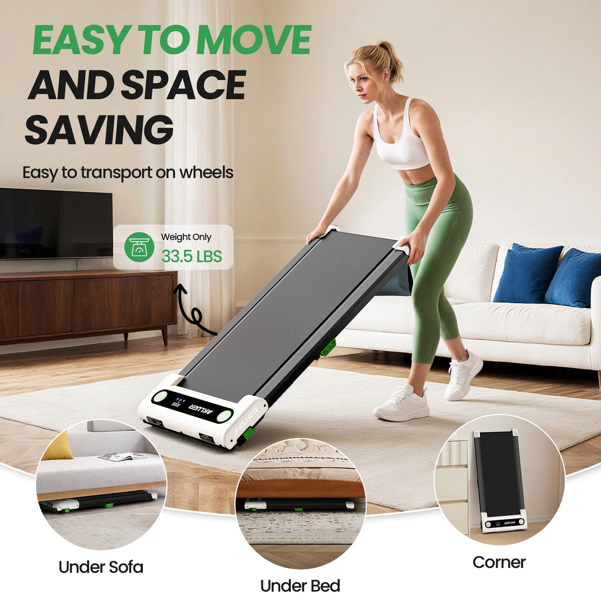 Akluer Walking Pad Treadmill With Adjustable Incline And Remote Control