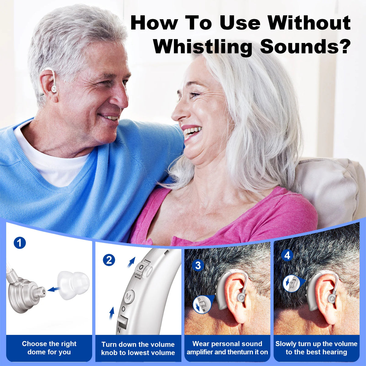 K&FCOPTEE Rechargeable Volume Adjustable Invisible Hearing Aids Pair