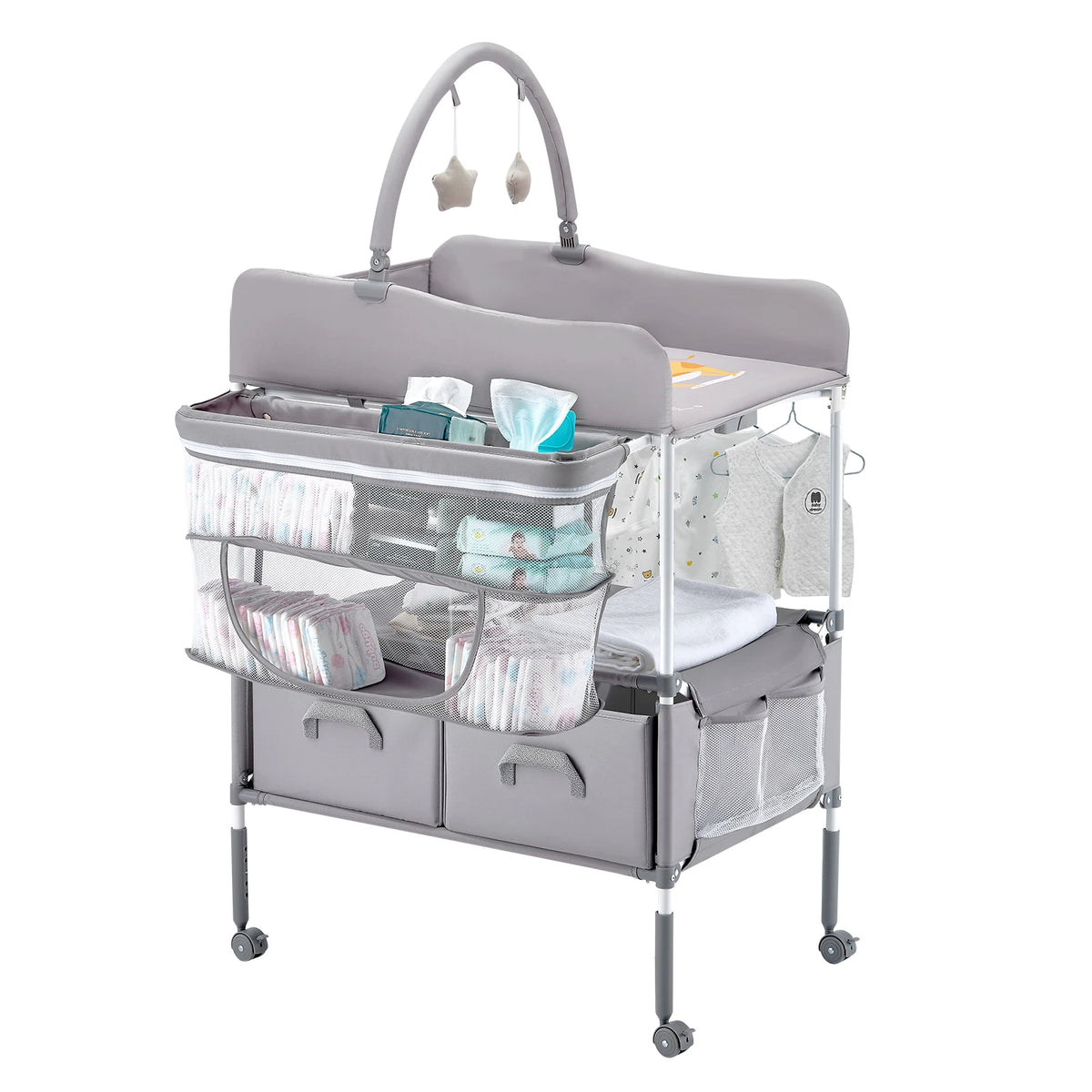 Succebuy Foldable Baby Changing Table With Adjustable Height Storage Drawers