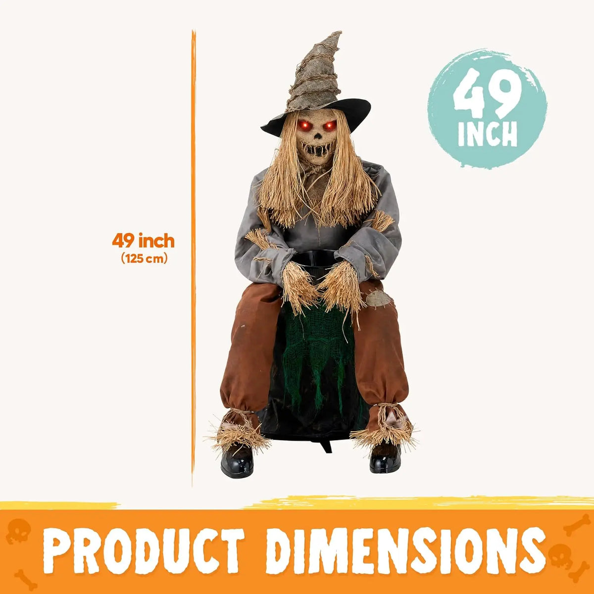 Joyfy Animatronic Sitting Scarecrow Sound Activated Jump Scare Halloween