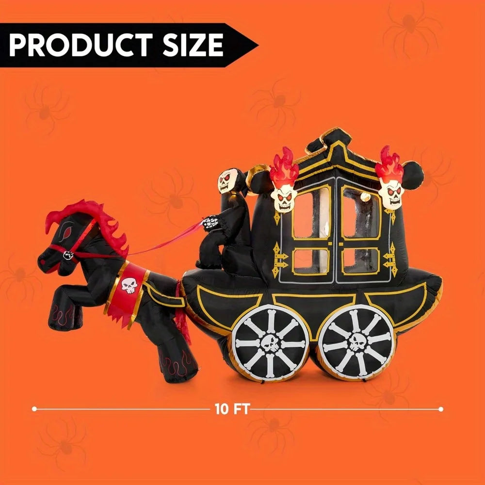 Joyfy Halloween Inflatable Carriage With Led Lights For Yard