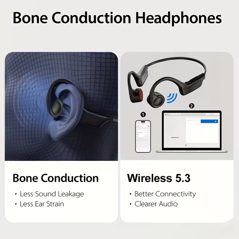Open Ear Bone Conduction Headphones With Microphone For Running