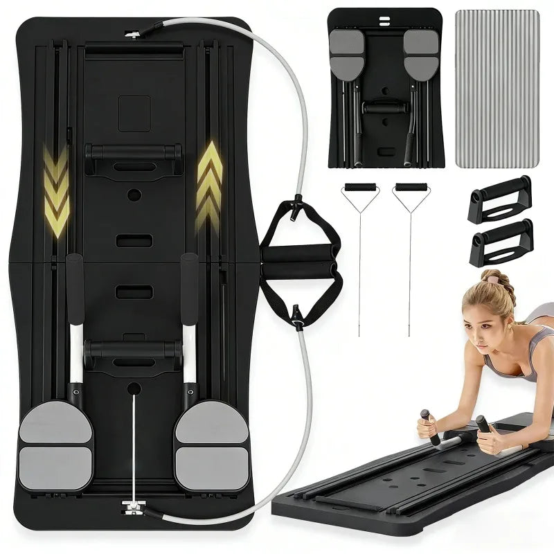 Foldable Pilates Board With Resistance Handles And Balance Training